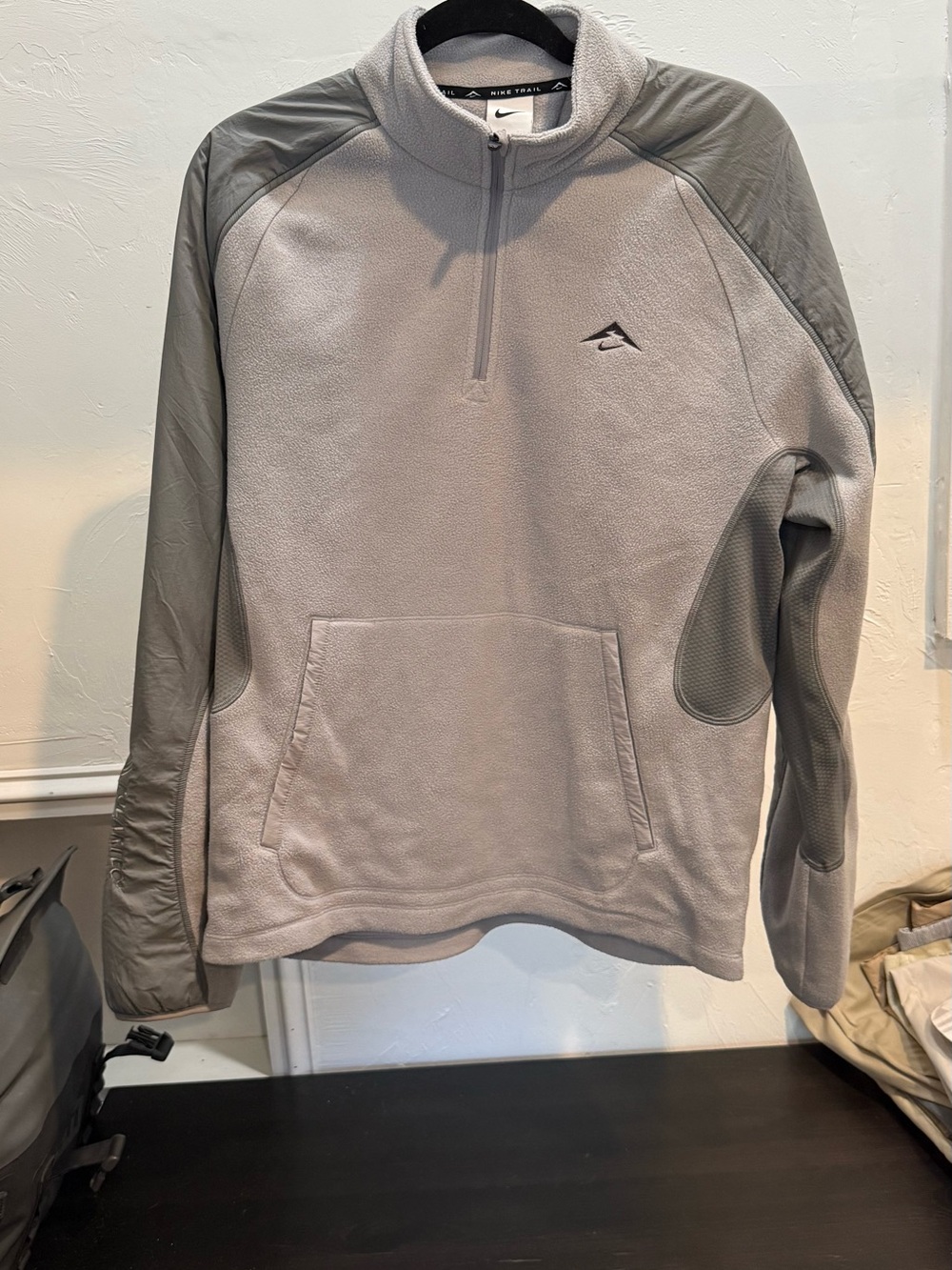Nike Running Trail Polartec half zip fleece in gray